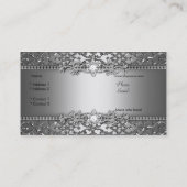 Eleganter klassischer Silver Gray Damask Embossed Visitenkarte (Rückseite)