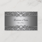 Eleganter klassischer Silver Gray Damask Embossed Visitenkarte (Vorderseite)