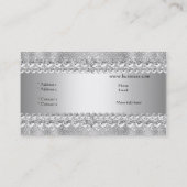 Eleganter klassischer Silver Gray Damask Lace Visitenkarte (Rückseite)