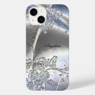 Eleganter klassischer Silver Metal Floral Look Case-Mate iPhone 14 Hülle