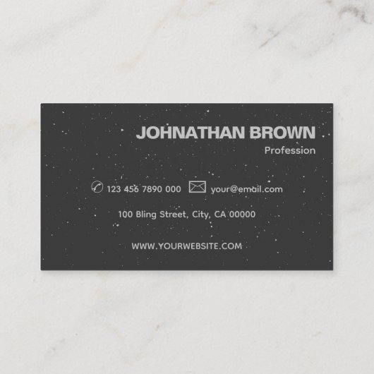 Eleganter klassischer Simple Black Gray Sparkle Gl Visitenkarte (Rückseite)