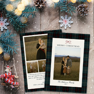 Eleganter klassischer Tartan-Karo-Weihnachts-Fünf- Feiertagskarte