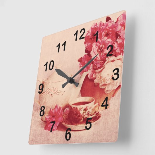 Eleganter klassischer Teeservice Quadratische Wanduhr (Winkel)
