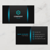 Eleganter klassischer Türkis- und Schwarzer Modern Visitenkarte (Vorne/Hinten)