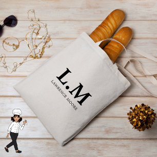 Eleganter klassischer Typo-Name Chef-Monogramm Tragetasche