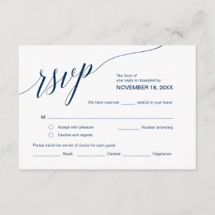 Eleganter klassischer UAWG, Navy Blue Schriftart,  Begleitkarte