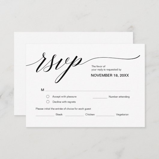 Eleganter klassischer UAWG, Schwarzer Schriftart, Begleitkarte (Vorne/Hinten)