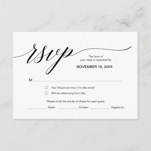 Eleganter klassischer UAWG, Schwarzer Schriftart, Begleitkarte (Vorderseite)