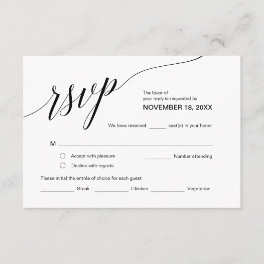 Eleganter klassischer UAWG, Schwarzer Schriftart,  Begleitkarte (Vorderseite)