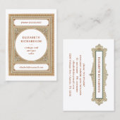 Eleganter klassischer Vintager Frame White Library Visitenkarte (Vorne/Hinten)