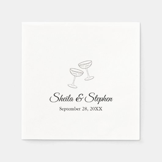 Eleganter klassischer Vintager Hochzeitcocktail Serviette (Vorderseite)