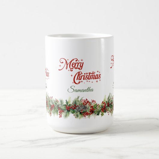 Eleganter klassischer Weihnachtskranz Kaffeetasse (Mittel)