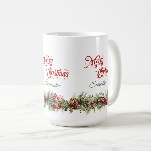 Eleganter klassischer Weihnachtskranz Kaffeetasse (VorderseiteRechts)