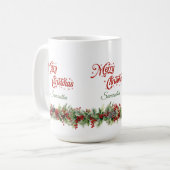Eleganter klassischer Weihnachtskranz Kaffeetasse (Vorderseite Links)