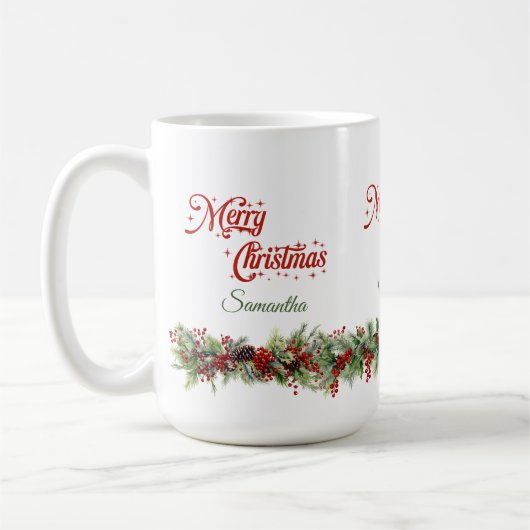 Eleganter klassischer Weihnachtskranz Kaffeetasse (Links)