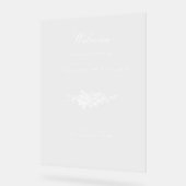 Eleganter, klassischer weißer Flora Willkommen Acrylschild (Winkel)