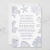 Eleganter klassischer weißer Korallenstrand Einladung (Vorderseite)