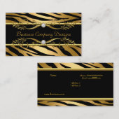 Eleganter klassischer Zebra Gold Black Embossed Lo Visitenkarte (Vorne/Hinten)