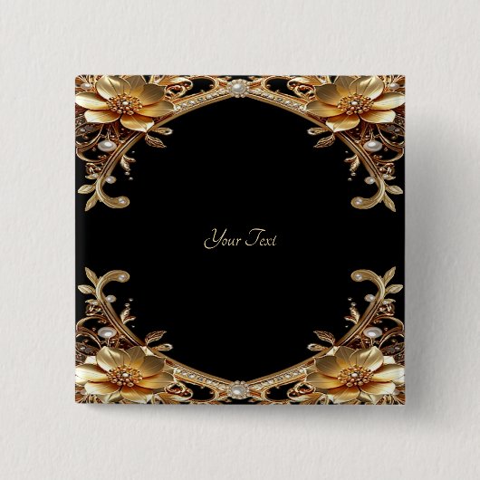 Eleganter Knopf mit goldenem Rahmen Button (Vorderseite)