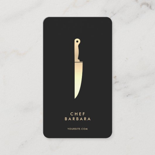 Eleganter Koch Black Gold Messer Modernes Premium Visitenkarte (Vorderseite)