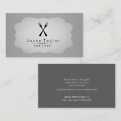 Eleganter Koch Catering Retro Cross Gabel Weißstah Visitenkarte (Vorne/Hinten)