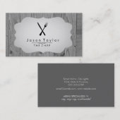 Eleganter Koch Catering Retro Knife Gabel Holz Gra Visitenkarte (Vorne/Hinten)