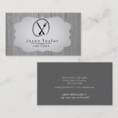 Eleganter Koch Catering Retro Knife Gabel Holz Gra Visitenkarte (Vorne/Hinten)