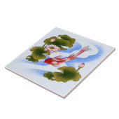 Eleganter Koi-Karpfen im Lotusteich Fliese (Seite)