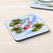 Eleganter Koi-Karpfen im Lotusteich Getränkeuntersetzer (Linke Seite)