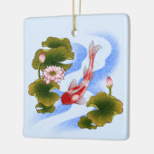 Eleganter Koi-Karpfen im Lotusteich Keramikornament (Links)