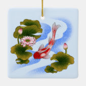 Eleganter Koi-Karpfen im Lotusteich Keramikornament (Rückseite)