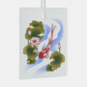 Eleganter Koi-Karpfen im Lotusteich Ornament Aus Glas (Vorderseite Rechts)
