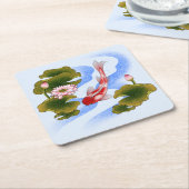 Eleganter Koi-Karpfen im Lotusteich Rechteckiger Pappuntersetzer (angewinkelt)