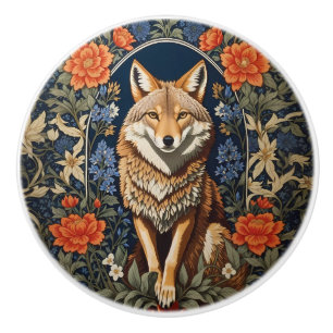 Eleganter Kojote - Inspiriert von William Morris Keramikknauf
