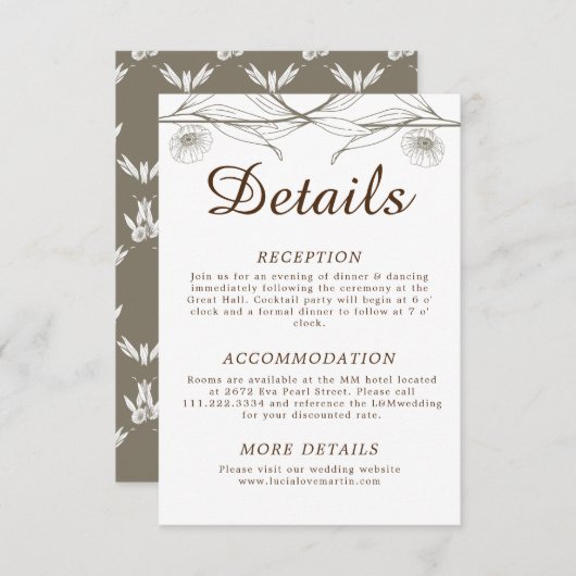 Eleganter Komfort, hellgrüne Blumenzwiebeldetails Begleitkarte (Vorne/Hinten)