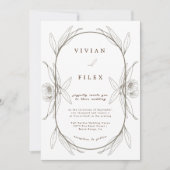 Eleganter Komfort Hochzeit mit grüner Blütenkapsel Einladung (Vorderseite)