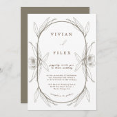 Eleganter Komfort Hochzeit mit grüner Blütenkapsel Einladung (Vorne/Hinten)