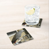 Eleganter Kongo-Grau-Papagei auf Stand Rechteckiger Pappuntersetzer (Vor Ort)