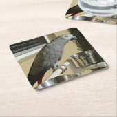 Eleganter Kongo-Grau-Papagei auf Stand Rechteckiger Pappuntersetzer (angewinkelt)