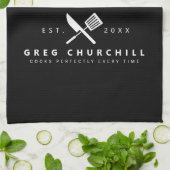 Eleganter König der Küche Modernes Schwarzes mit N Geschirrtuch (Gefaltet)