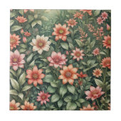 Eleganter Korallen- und Pfirsichgarten Blühende Bl Fliese (Vorderseite)