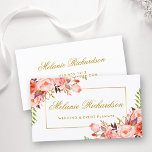Eleganter Korallenbelag und Goldrahmen Visitenkarte<br><div class="desc">Elegante Watercolor Coral Floral and Gold Frame Business Card</div>