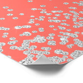Eleganter Korallenglanz Silberne Glitzer Hochzeit Poster (Ecke)