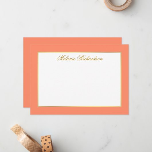 Eleganter Korallengoldrahmen - Größe auswählen - Mitteilungskarte (Vorderseite/Rückseite Beispiel)
