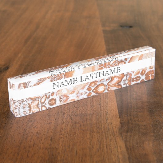 Eleganter Korallenmarmor beruflich Namensplakette (Seite)