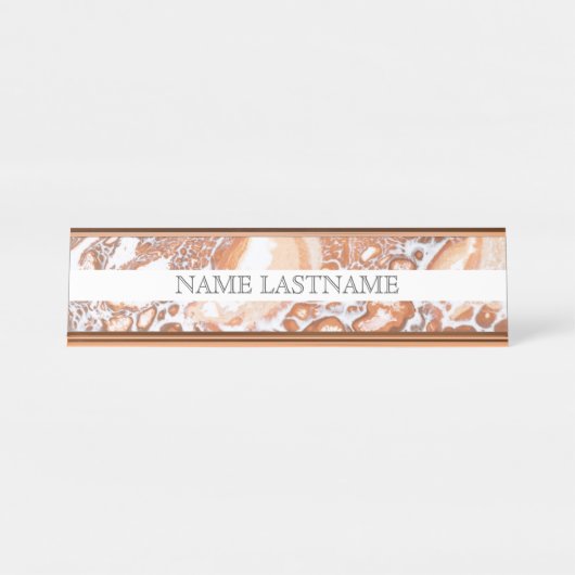 Eleganter Korallenmarmor beruflich Schreibtischnamensplakette (Vorderseite )