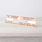 Eleganter Korallenmarmor beruflich Schreibtischnamensplakette (Vorderseite )