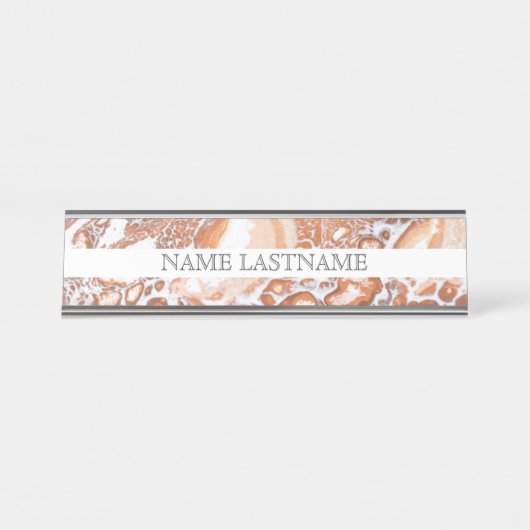 Eleganter Korallenmarmor beruflich Schreibtischnamensplakette (Vorderseite )