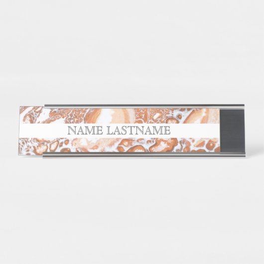 Eleganter Korallenmarmor beruflich Schreibtischnamensplakette (Vorderseite )