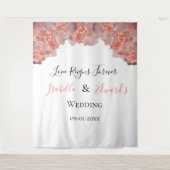 Eleganter Korallenrahmen Rosa Rose Blumenzange Wandteppich (Vorderseite)